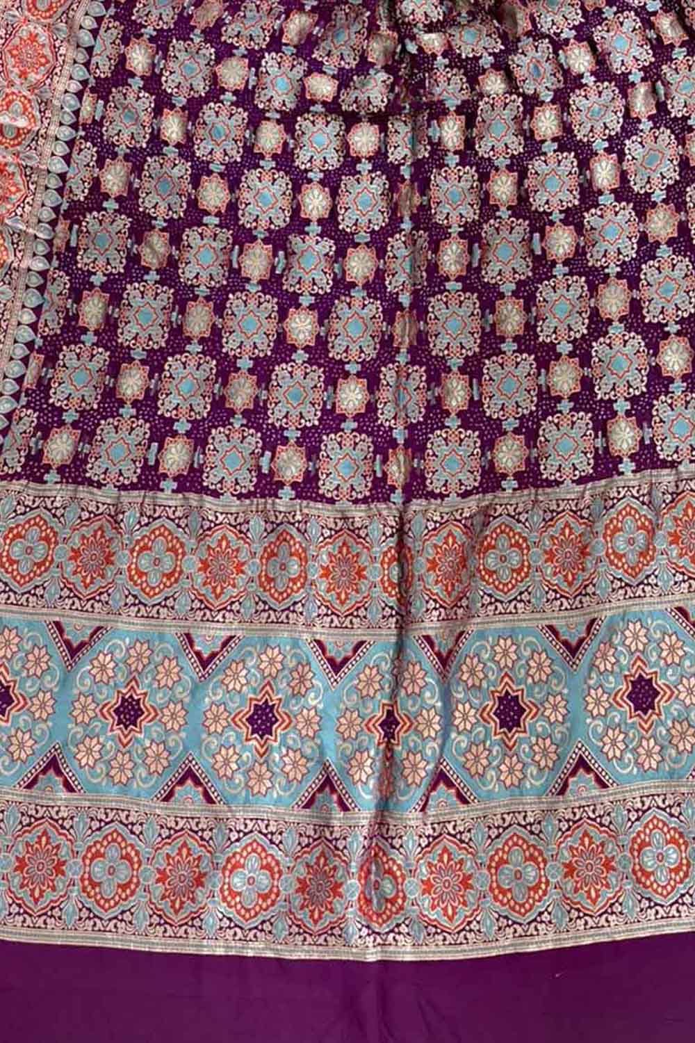 Stunning Purple Banarasi Bandhani Georgette Dupatta - Luxurion World