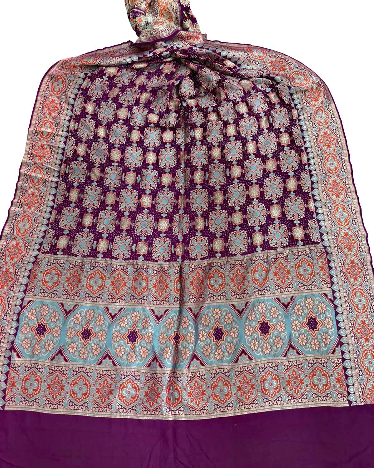 Stunning Purple Banarasi Bandhani Georgette Dupatta - Luxurion World