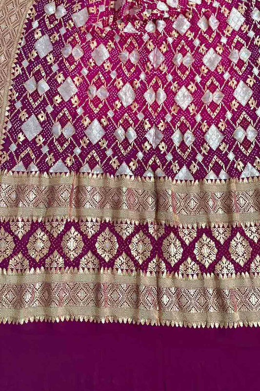 Stunning Pink Banarasi Bandhani Georgette Dupatta - Luxurion World
