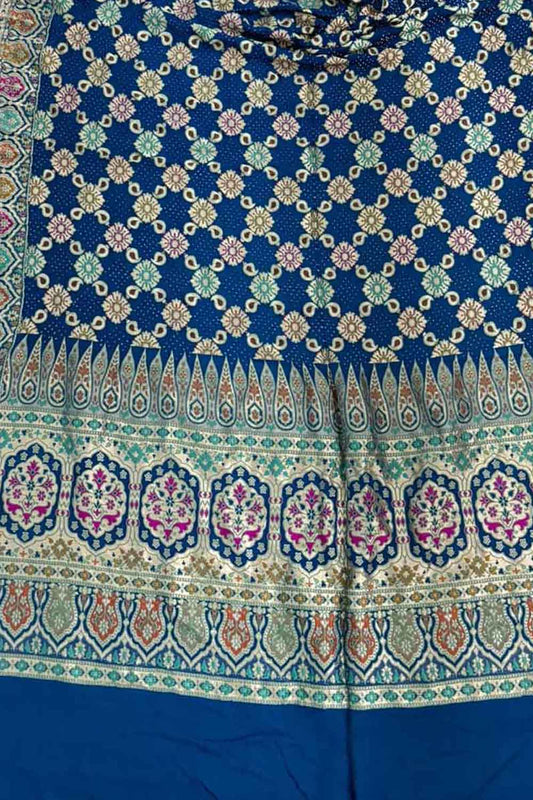 Blue Banarasi Bandhani Georgette Dupatta - Pure Elegance - Luxurion World
