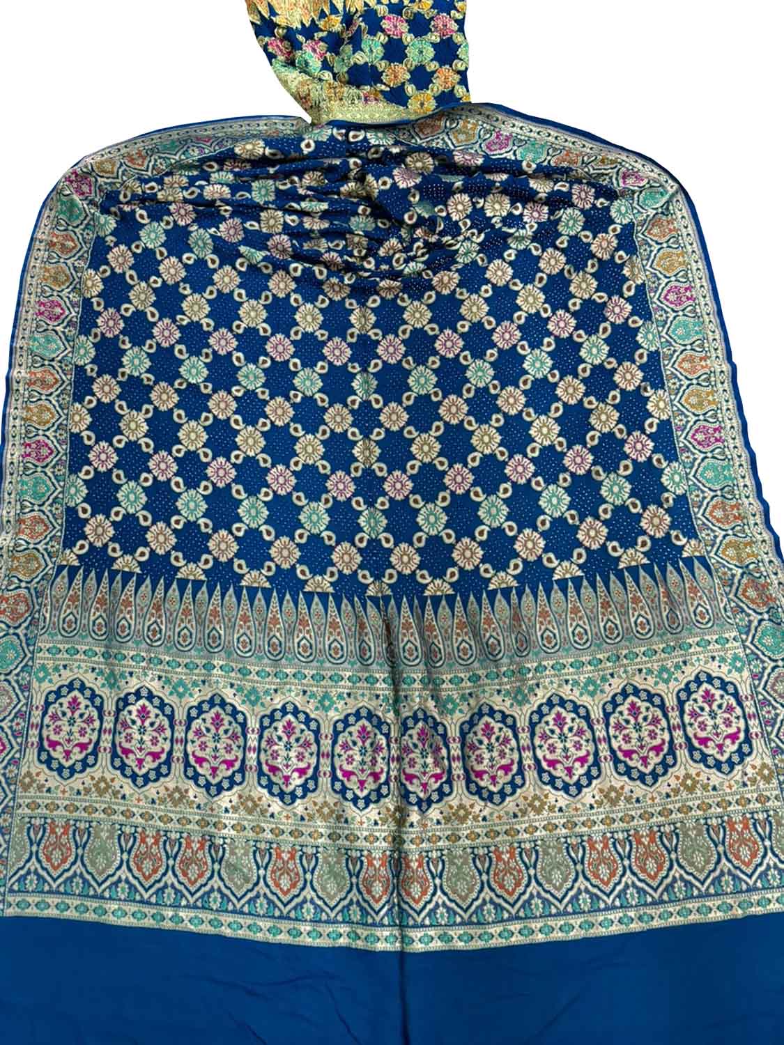 Blue Banarasi Bandhani Georgette Dupatta - Pure Elegance - Luxurion World