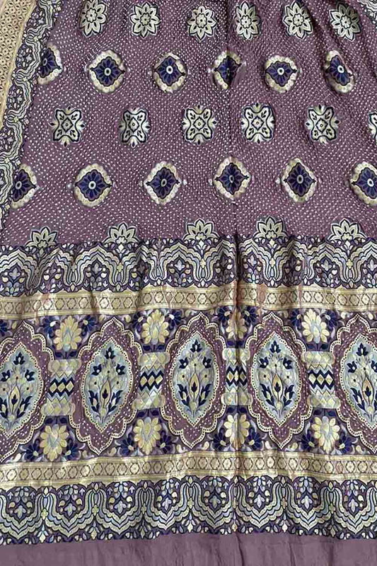 Exquisite Purple Banarasi Bandhani Georgette Dupatta - Luxurion World