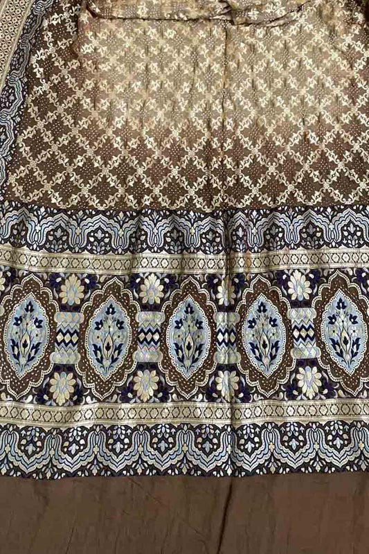 Pastel & Brown Banarasi Bandhani Georgette Dupatta - Luxurion World