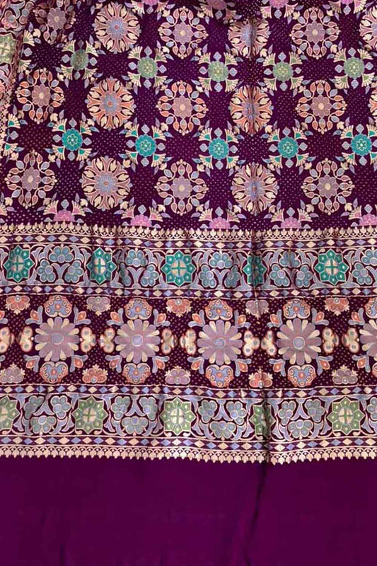 Exquisite Purple Banarasi Bandhani Georgette Dupatta - Luxurion World