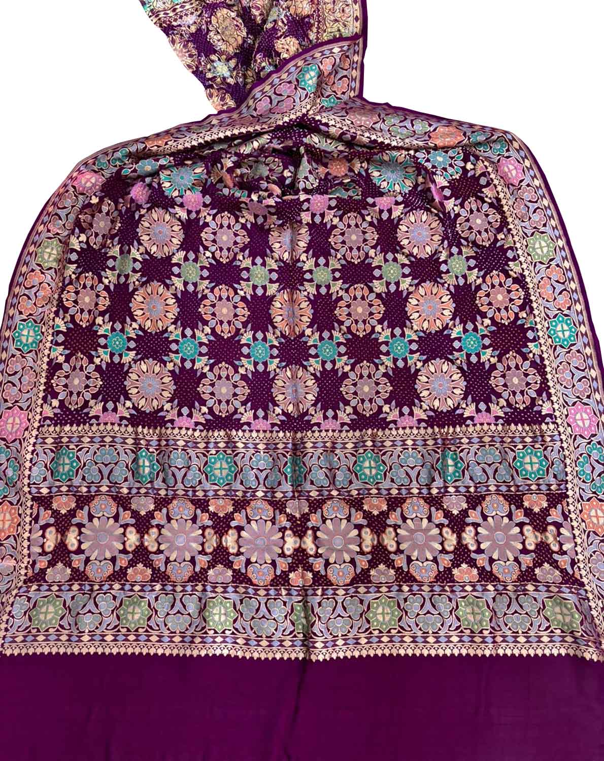 Exquisite Purple Banarasi Bandhani Georgette Dupatta - Luxurion World
