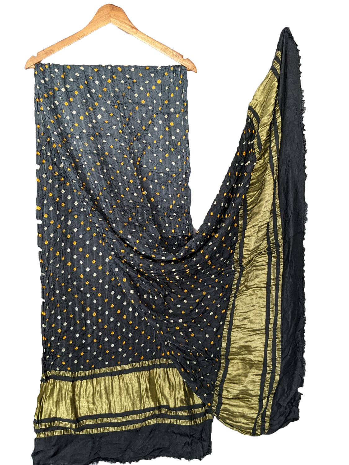 Stylish Black & Grey Bandhani Modal Silk Dupatta with Tissue Border - Perfect for Any Occasion! - Luxurion World