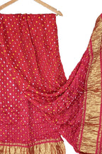 Pink Bandhani Modal Silk Tissue Border Dupatta - Luxurion World