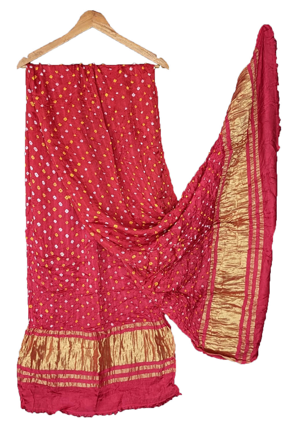 Pink Bandhani Modal Silk Tissue Border Dupatta - Luxurion World