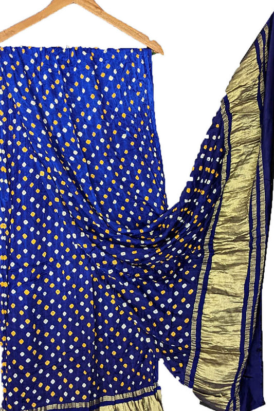 Blue Bandhani Modal Silk Tissue Border Dupatta