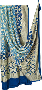 Get the Latest Blue Banarasi Bandhani Pure Georgette Dupatta Online - Shop Now! - Luxurion World