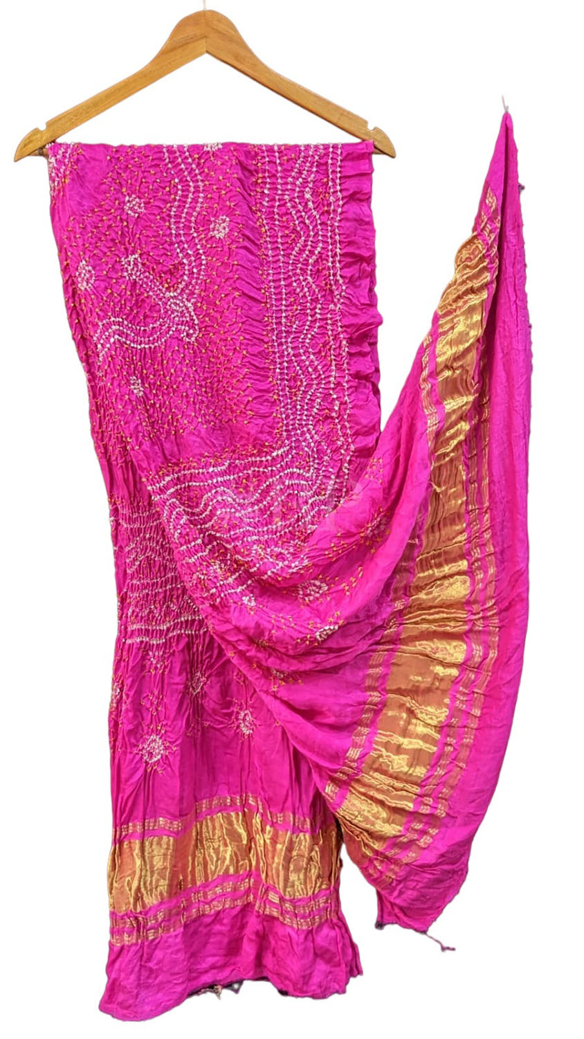 Stunning Pink Bandhani Gajji Silk Dupatta - Pure Elegance - Luxurion World