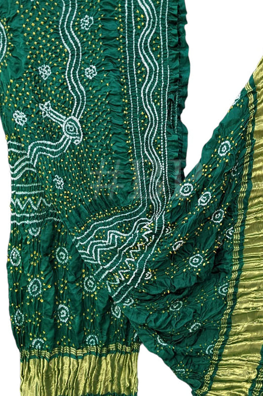 Stunning Green Bandhani Gajji Silk Dupatta for Elegant Style - Luxurion World