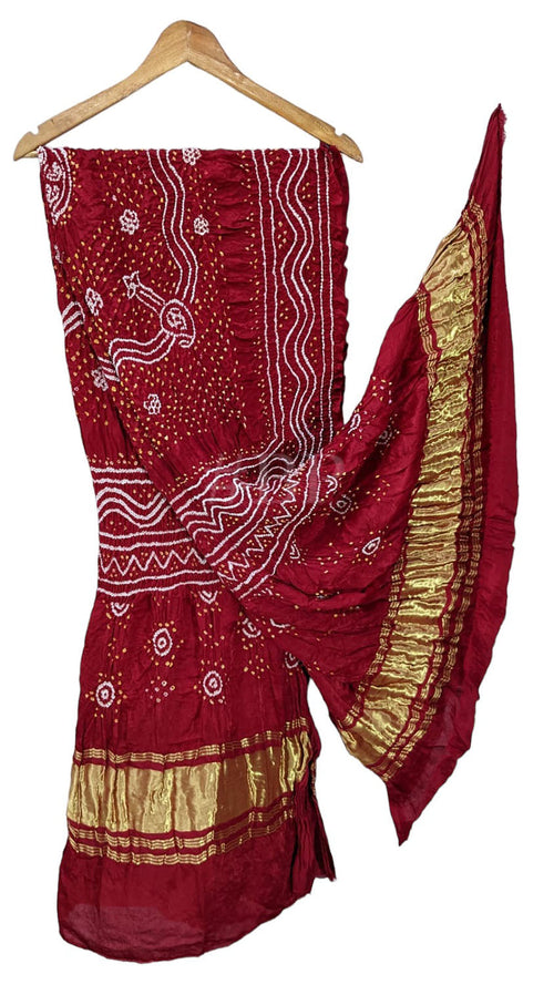 Stunning Red Bandhani Gajji Silk Dupatta - Pure Elegance - Luxurion World