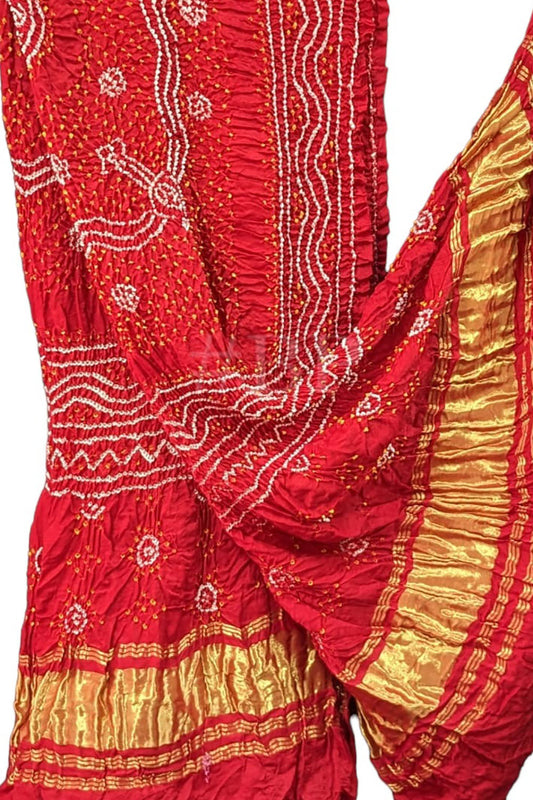 Stunning Red Bandhani Gajji Silk Dupatta - Pure Elegance!