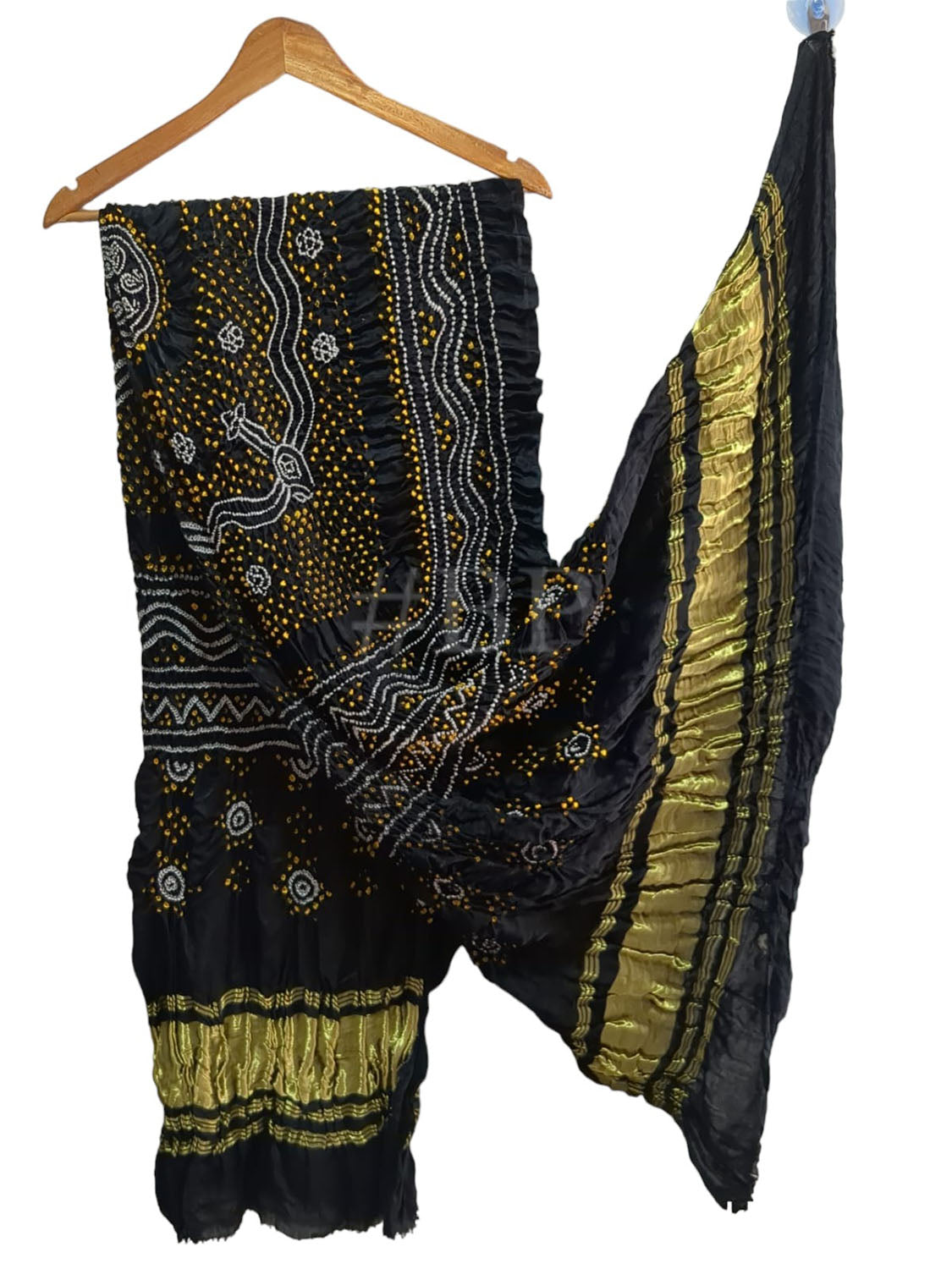 Stunning Black Bandhani Gajji Silk Dupatta - Pure Elegance - Luxurion World