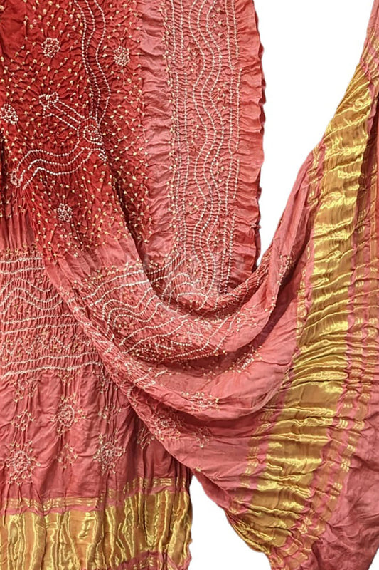 Stunning Pink Bandhani Gajji Silk Dupatta - Pure Elegance - Luxurion World