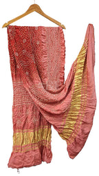 Stunning Pink Bandhani Gajji Silk Dupatta - Pure Elegance - Luxurion World