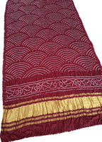 Maroon Bandhani Pure Gajji Silk Dupatta - Luxurion World