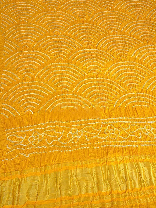 Yellow Bandhani Pure Gajji Silk Dupatta