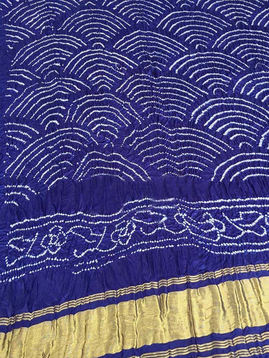 Blue Bandhani Pure Gajji Silk Dupatta