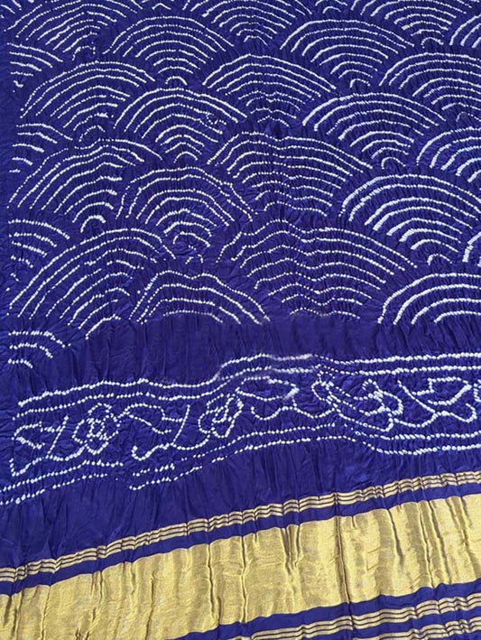 Blue Bandhani Pure Gajji Silk Dupatta - Luxurion World
