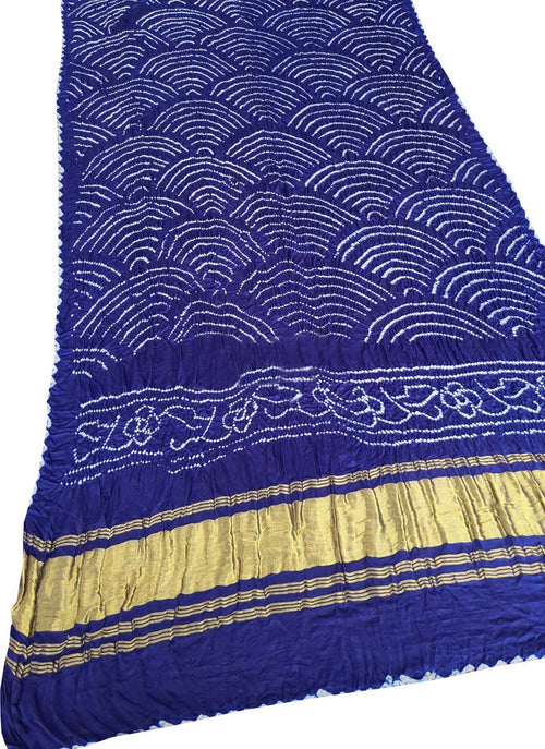 Blue Bandhani Pure Gajji Silk Dupatta - Luxurion World