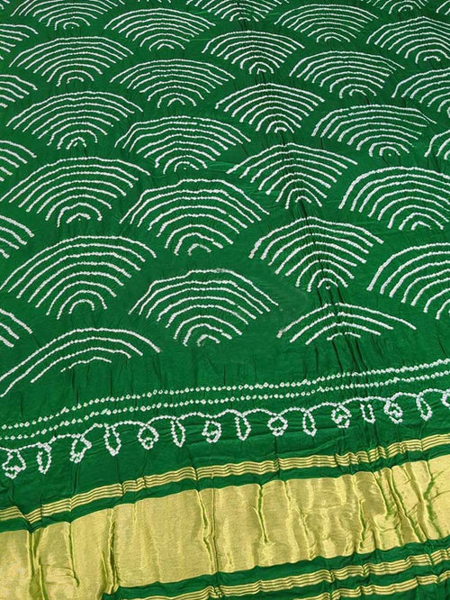 Green Bandhani Pure Gajji Silk Dupatta - Luxurion World