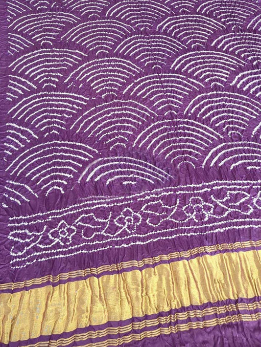 Purple Bandhani Pure Gajji Silk Dupatta