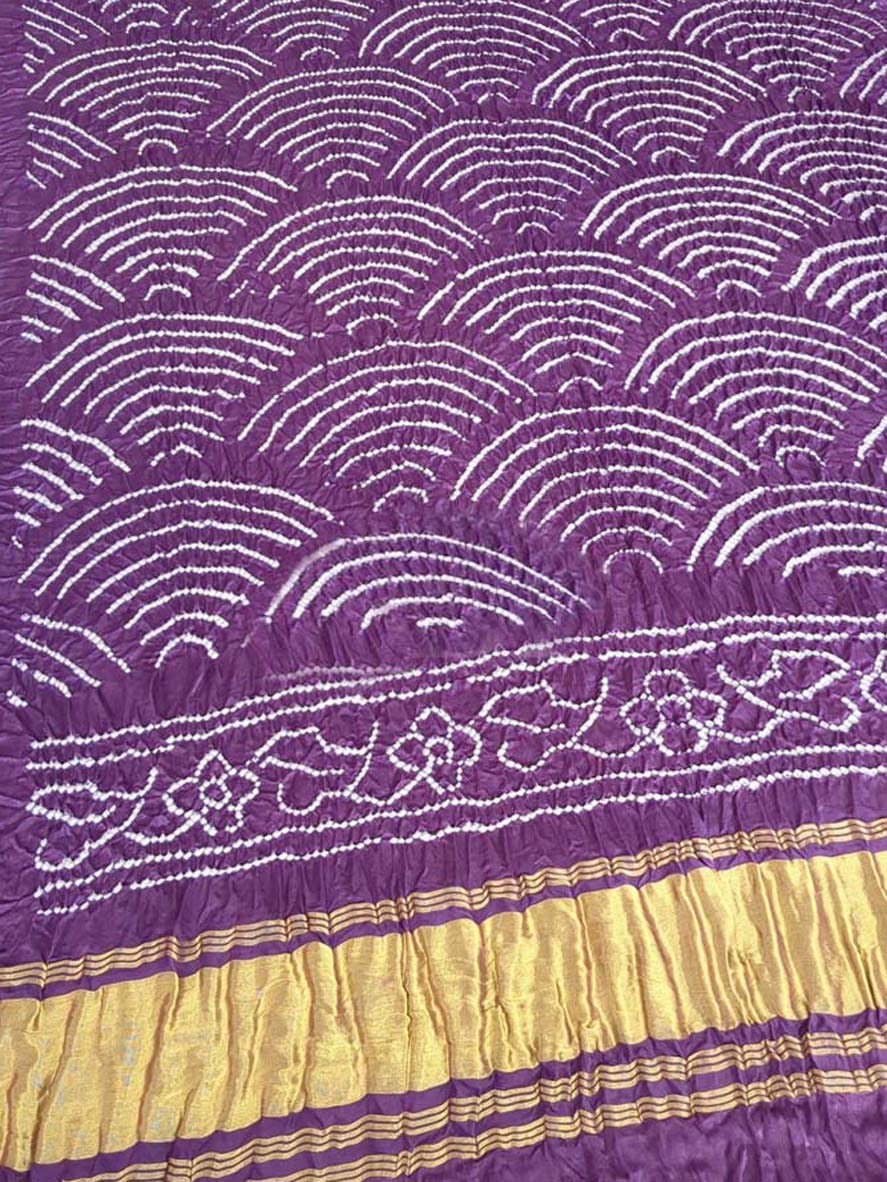 Purple Bandhani Pure Gajji Silk Dupatta - Luxurion World