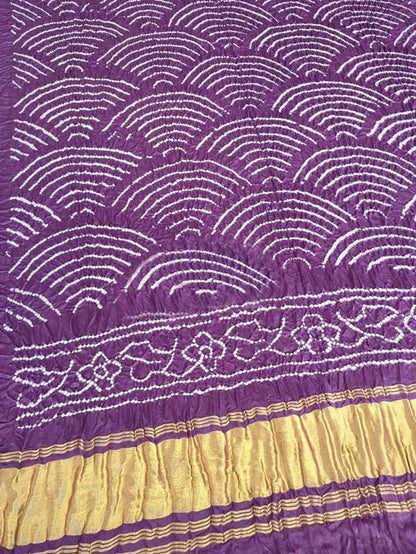 Purple Bandhani Pure Gajji Silk Dupatta - Luxurion World
