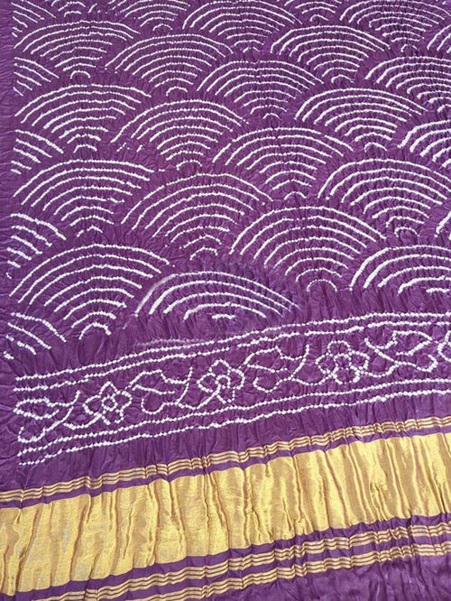 Purple Bandhani Pure Gajji Silk Dupatta - Luxurion World