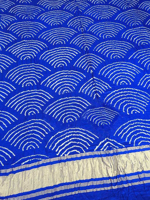 Blue Bandhani Pure Gajji Silk Dupatta - Luxurion World