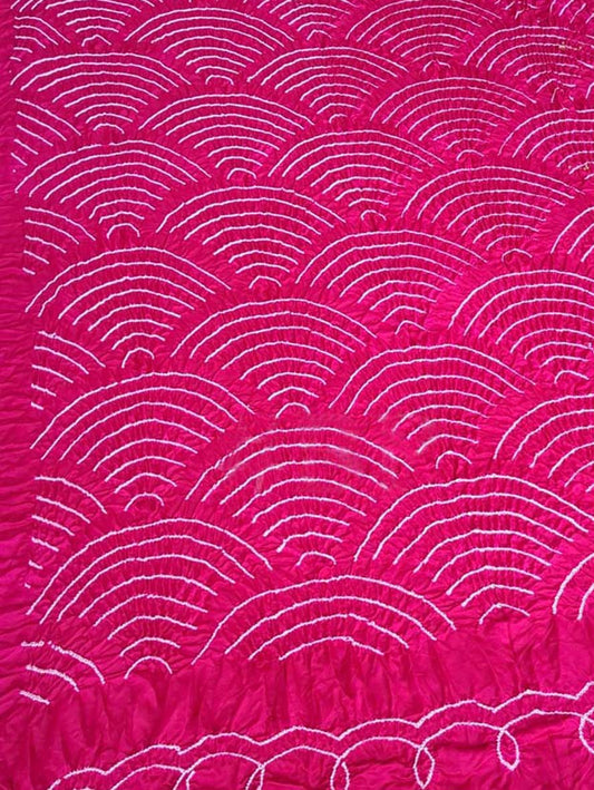 Pink Bandhani Pure Gajji Silk Dupatta - Luxurion World