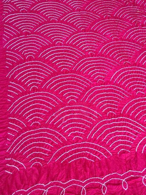 Pink Bandhani Pure Gajji Silk Dupatta - Luxurion World