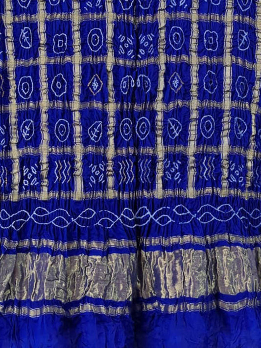 Blue Bandhani Pure Gajji Silk Gharchola Dupatta - Luxurion World
