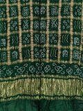 Green Bandhani Pure Gajji Silk Gharchola Dupatta - Luxurion World