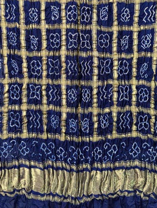 Blue Bandhani Pure Gajji Silk Gharchola Dupatta - Luxurion World