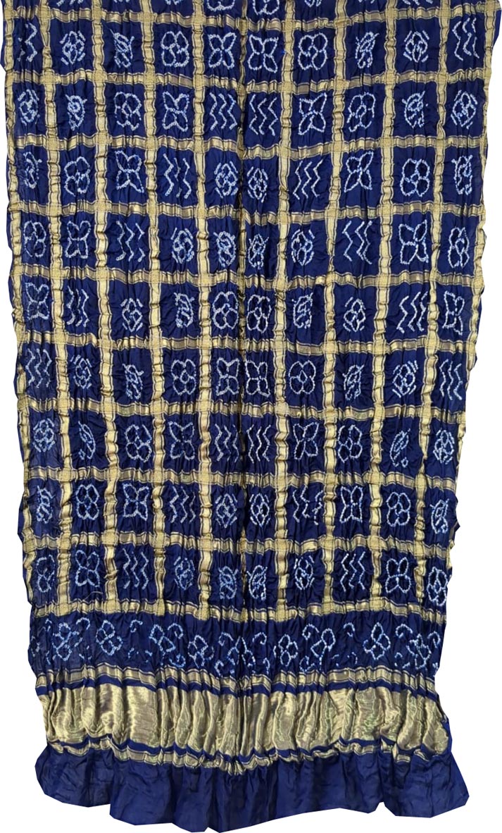 Blue Bandhani Pure Gajji Silk Gharchola Dupatta - Luxurion World