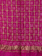 Pink Bandhani Pure Gajji Silk Gharchola Dupatta - Luxurion World