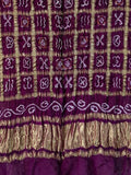 Purple Bandhani Pure Gajji Silk Gharchola Dupatta - Luxurion World