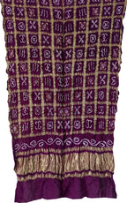 Purple Bandhani Pure Gajji Silk Gharchola Dupatta - Luxurion World