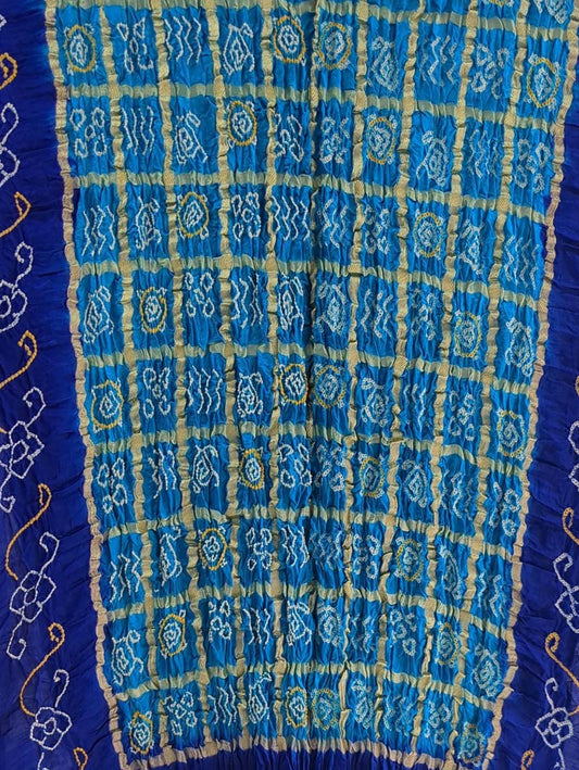 Blue Bandhani Pure Gajji Silk Dupatta - Luxurion World