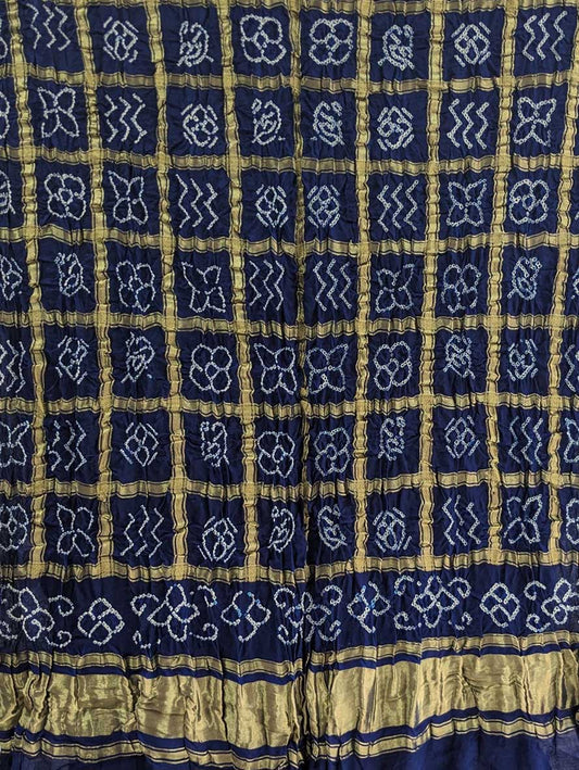 Blue Bandhani Pure Gajji Silk Dupatta - Luxurion World