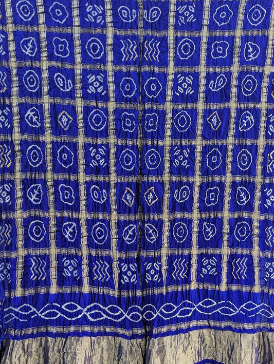 Blue Bandhani Pure Gajji Silk Dupatta - Luxurion World