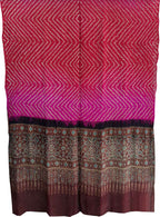 Red And Pink Bandhani And Ajrakh Work Pure Gajji Silk Dupatta - Luxurion World