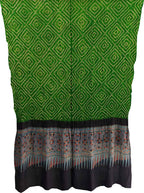 Green Bandhani And Ajrakh Work Pure Gajji Silk Dupatta - Luxurion World