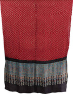 Red Bandhani And Ajrakh Work Pure Gajji Silk Dupatta - Luxurion World
