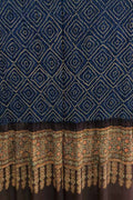 Blue Bandhani And Ajrakh Work Pure Gajji Silk Dupatta - Luxurion World