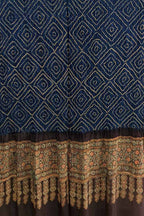 Blue Bandhani And Ajrakh Work Pure Gajji Silk Dupatta - Luxurion World