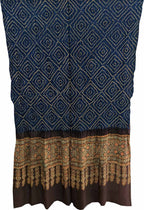 Blue Bandhani And Ajrakh Work Pure Gajji Silk Dupatta - Luxurion World
